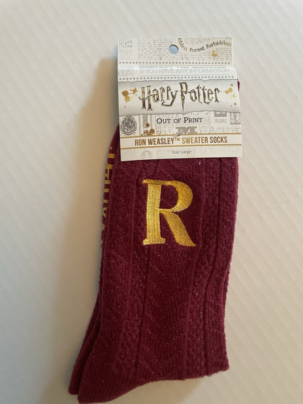 Harry Potter Ron Weasley Socks - Out of Print Books (Brand New) Unisex Large